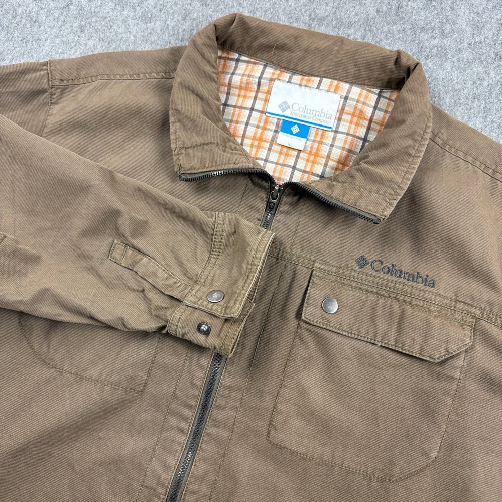 Columbia Tolmie Butte Jacket Mens XL Beige Tan Hiking Utility Military Zip